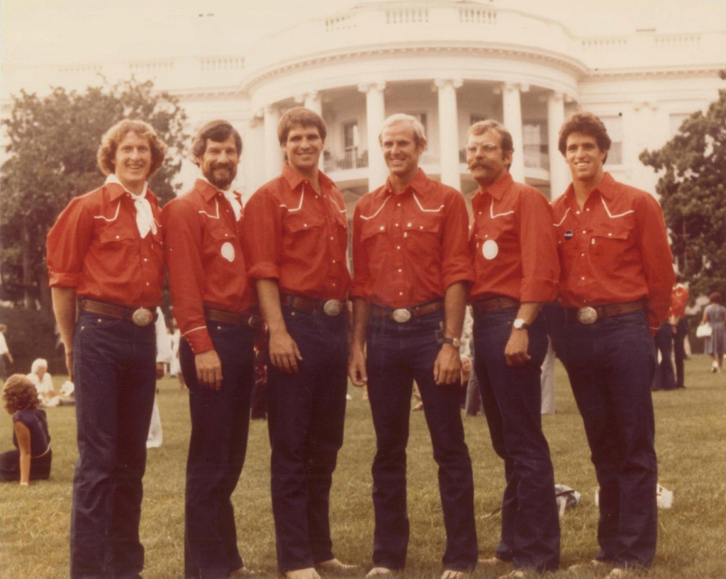 This photo is of all the UCI Athletes on the 1980 Olympic Team, taken on the South Lawn of the White House, 1980